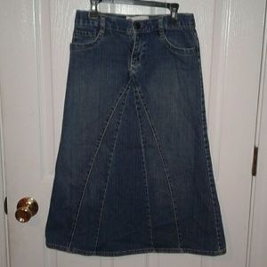 Gap girls long blue jean skirt size 12 adjustable